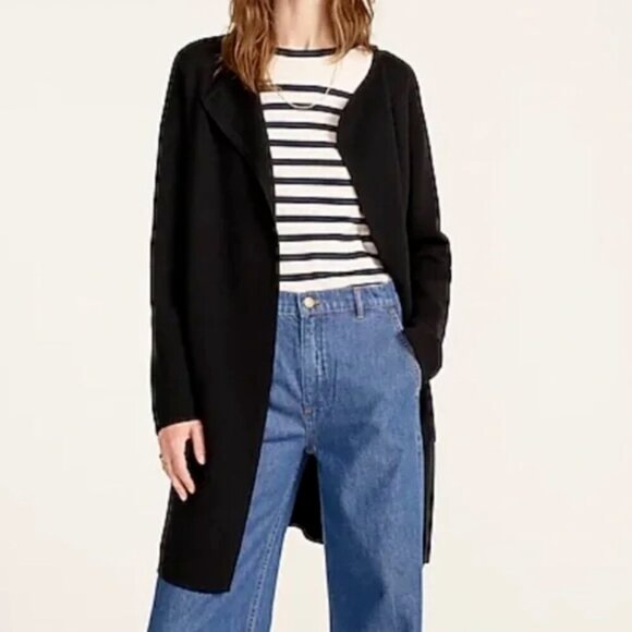 J. Crew Juliette Collarless Sweater Blazer Cardigan Sweater Size Medium Black - Picture 1 of 10